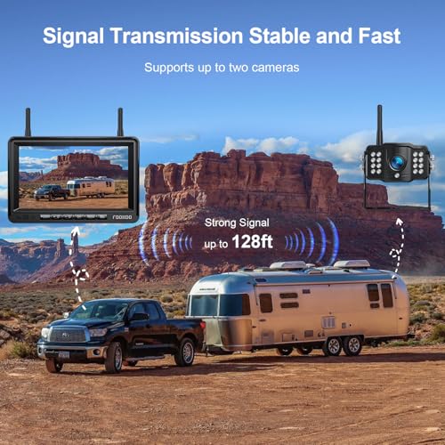 Image of Fookoo HD 1080P 7-inch Wireless Backup Camera for Furrion RV, 7 inch Split Screen Monitor Plug-Play Easy Setup Rear View Camera DIY Guide Lines Waterproof for Truck RV Trailer Camper Motorhome - DW70101