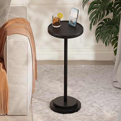 BLUEWEST Table d'appoint compacte de 62 cm de haut avec fente pour téléphone et base lestée, table guéridon durable pour salon, chambre à coucher ou...