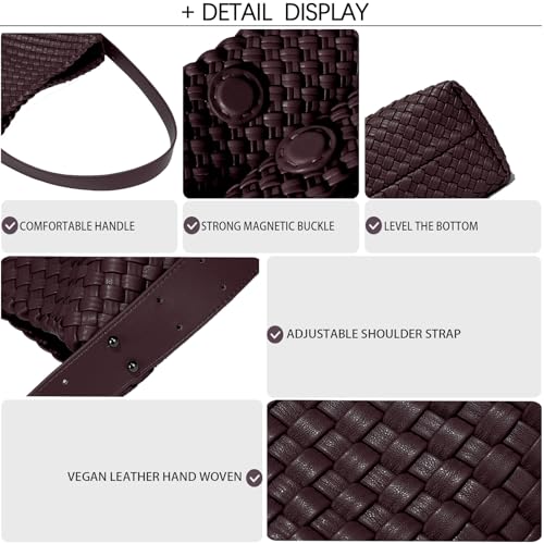 Image of Fashion Woven Tote Bag for Women, Female Hobo Bag, Beach Handbag Purse, Travel Shoulder Bag with Adjustable Strap