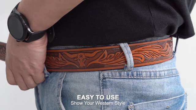 Beltroad Western Leather Belt Strap for Men Women 2 Pcs  display picture 2