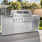 Outdoor Kitchen Island 85' 6-Burner 85000 BTU Deluxe Modular BBQ Island - Grill Islands w/Wine...