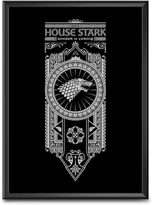 Home Wall Decor Frames - House Stark GOT Modern Art Wall Framed Paintings for Office, Dining, Living Room Decoration (8inchx12inch, Framing with Leminated Poster),FWBMARV61