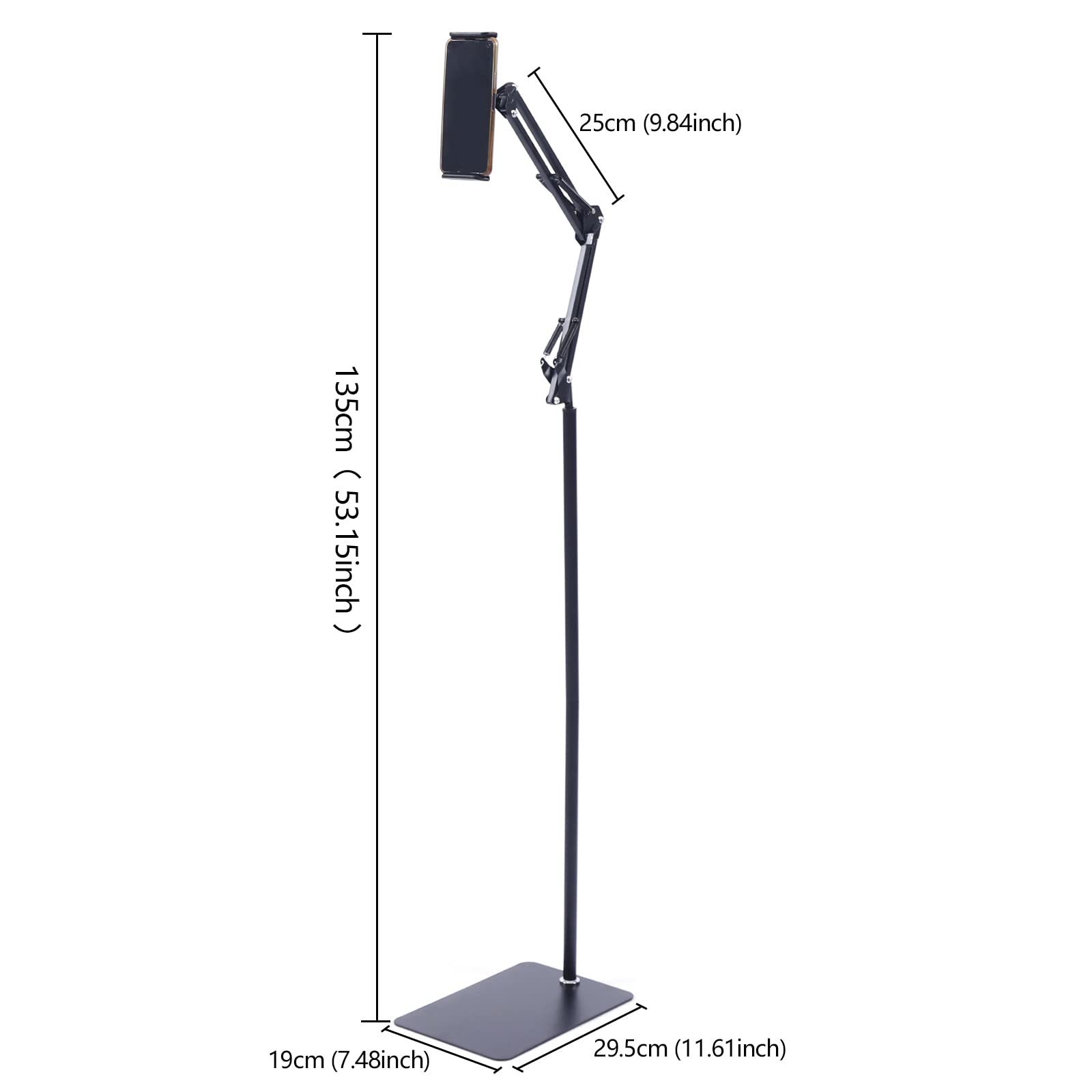 Soporte de suelo ajustable para iPad, rotación de 360 grados, soporte de suelo para smartphone, oficina, hogar