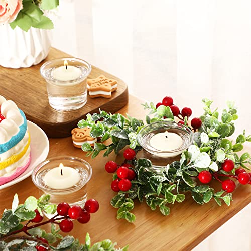 Christmas Candle Rings Votive Candle Holders Artificial Red Berries Mini Rings Wreaths For Candles Christmas Candle Holder Candle Wreaths Rings Christmas Decorations (Red,9 Pieces) #TOP4