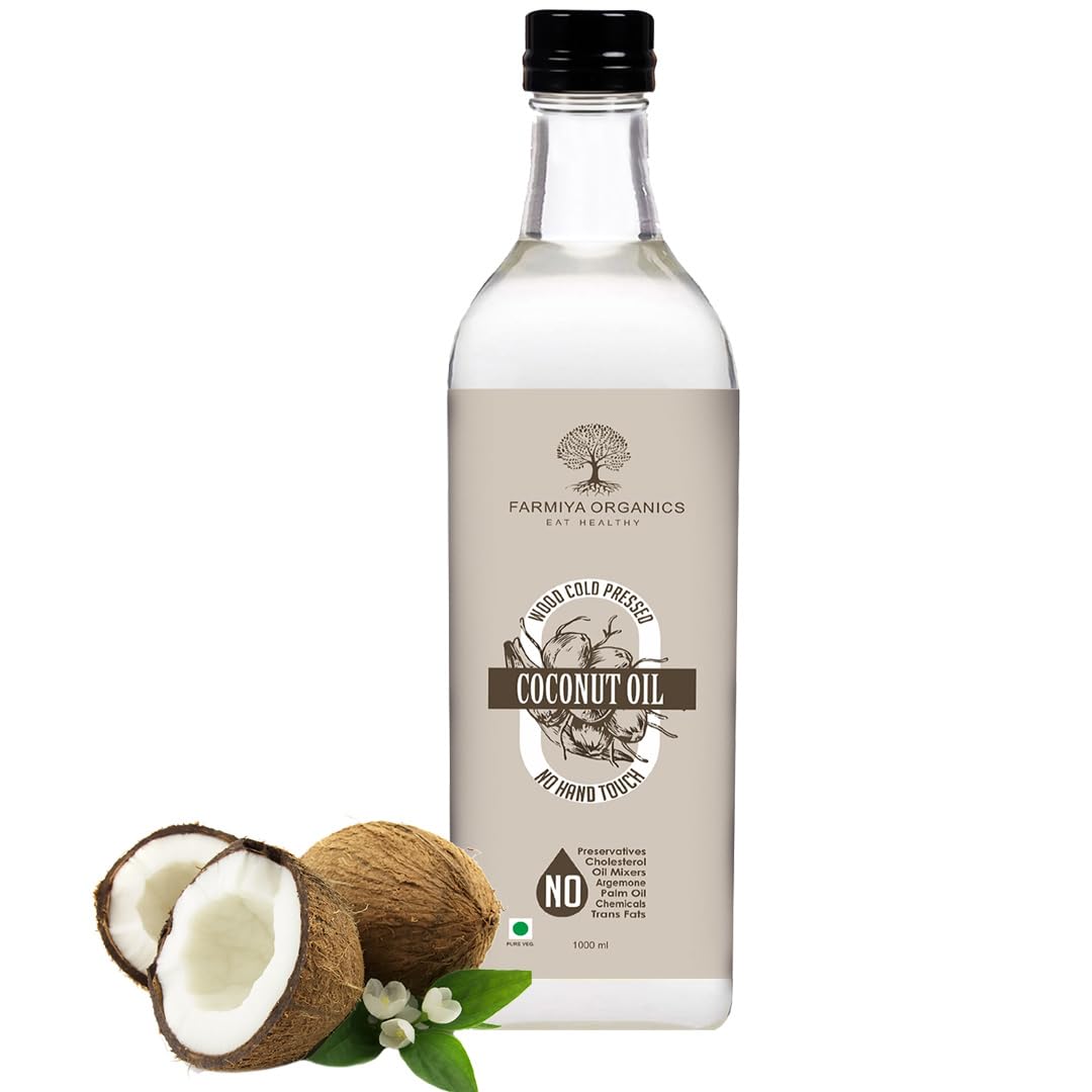Farmiya Organics 100% Pure Wood Cold Pressed Coconut Oil 1 Litre Cooking Oil Kachhi Ghani Process Nariyal Oil (B0D9QP1MKX) Amazon Price History, Amazon Price Tracker