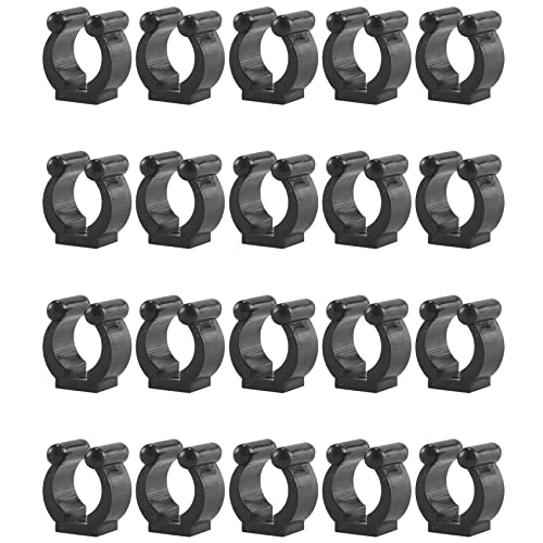 Srutueo 20 Pcs Fishing Pole Rod Holder Clips Black 16Mm Inside Dia Fishing Rod Storage Clips