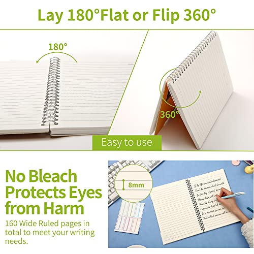 4 Pack Hardcover Spiral Notebook 6X9 Lined Spiral Bound Journal Notebook 8Mm Ruled 320 Sheets In Total, 4 Subject B5 Spiral Notebook For Work, Study And Notes, 8 Multicolor Tabs Yellow Green Blue Purple #TOP3