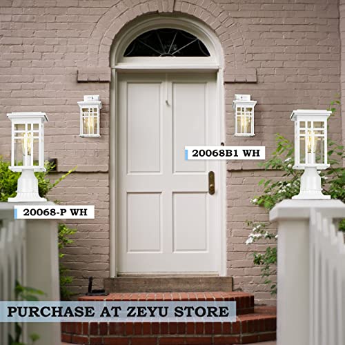 Image of zeyu Modern Outdoor Wall Light - 12 Inch Exterior Light Fixture for House Front Porch, Clear Glass Shade in White Finish, 20068B1 WH