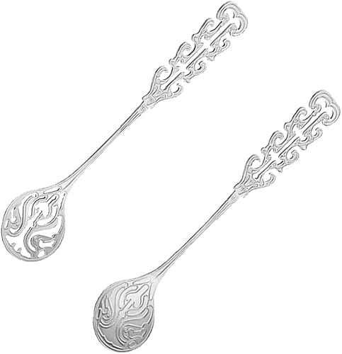 Cuchara agitadora de café, 2 cucharas de café talladas, cucharas de postre retro de acero inoxidable 304, cucharas agitadoras para café, vajilla,