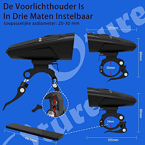 Oture Éclairage Vélo Étanche, LED Ensemble D'éclairage de Vélo, IPX5 Étanche et Super Lumineux Phares de Vélo Avant et Arriere, Eclairage Avant pour Velo Rechargeable USB avec 2 Modes D'éclairage - Image 4