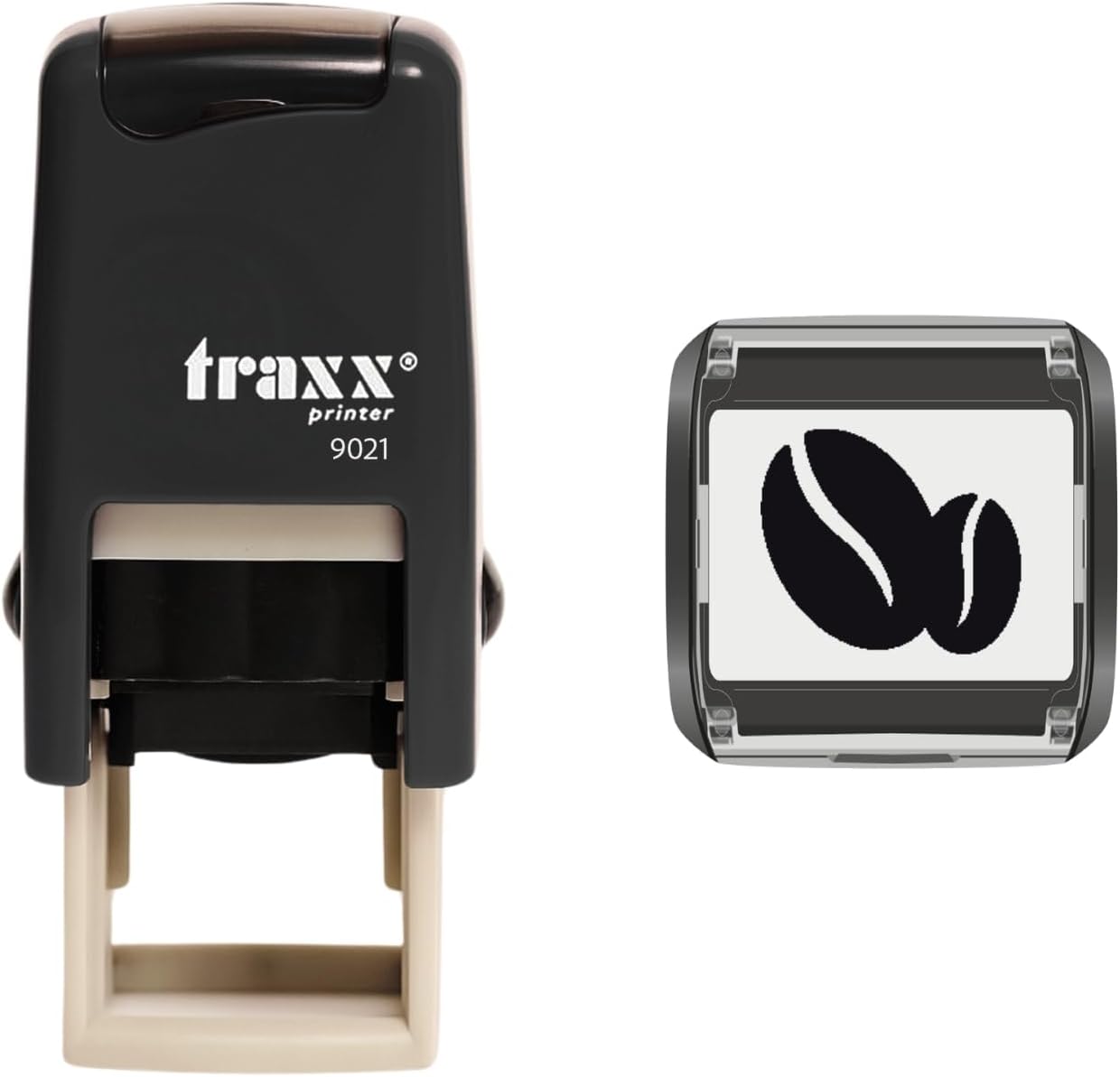 Traxx 9021- Self Inking Rubber Stamp- Loyalty Card- Business, Café, Coffee Shop- Black Coffee Bean Design