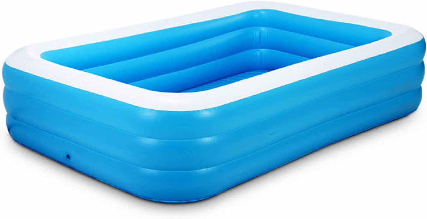 Outdoor Folding Inflatable Swimming Pools, PVC 3 Ring ​Portable Above Ground Pool with Air Pump Thicken Anti-Slippery Inflatable Pool for Kids Family Backyard(260x170x60cm(102x67x24inch),C)