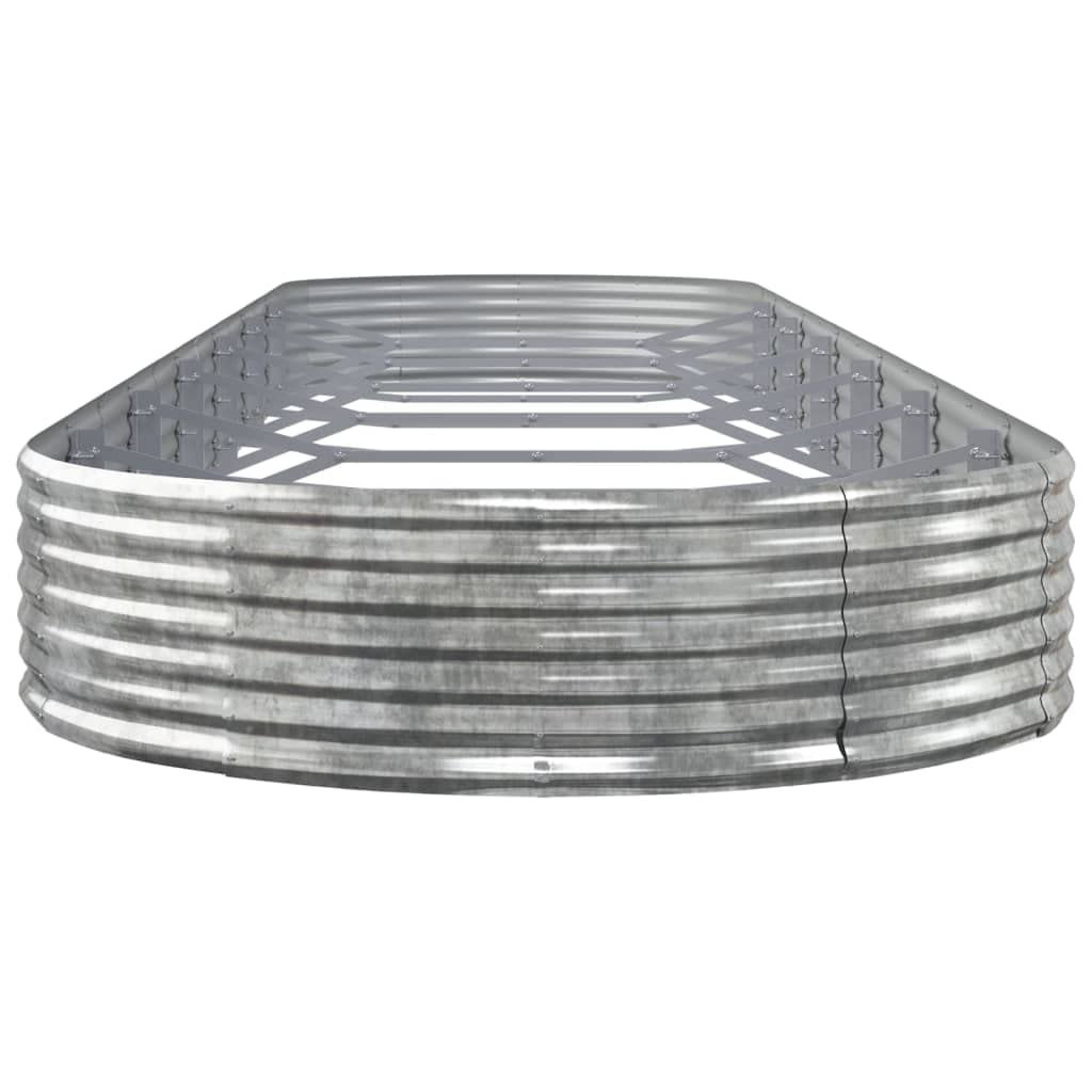 Hochbeet 600x140x36 cm Silber aus verzinktem Stahl Mit ovalem Pflanzgefäß Modernes Design Robust und Rostfrei für Garten Balkon Terrasse