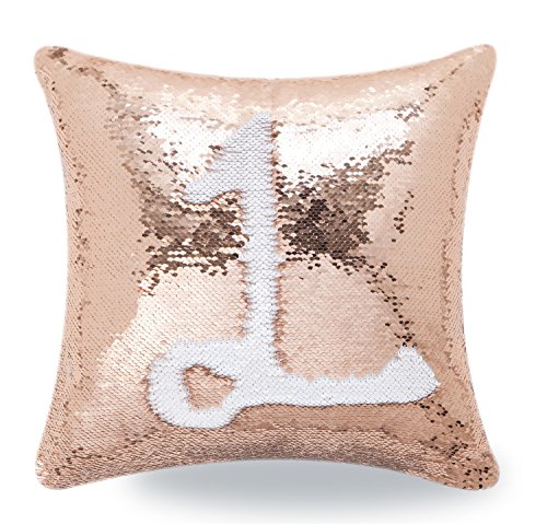 Livedeal Reversible Sequins Mermaid Pillow Cases 4040cm Bronze and White