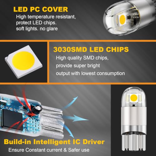 Image of Auxbeam Y3 Series 194 LED Bulbs Golden Yellow 168 2825 T10 W5W Bulbs