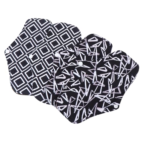 SEWOART 4 piezas Compresas Sanitarias Lavables de Bambú Unidades Absorbentes para Flujo Abundante Suaves y para Mujer Diseño con Botón para Mejor Sujeción Color Aleatorio Color Aleatorio