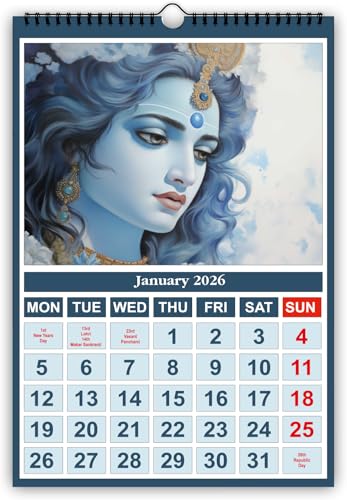 Image of AccuPrints Religious Hindu Wall Hanging Calendar 2026 - Size (14 x 20) inch For Office Home (35.5 x 50) cm- (Hindu wall calendar)