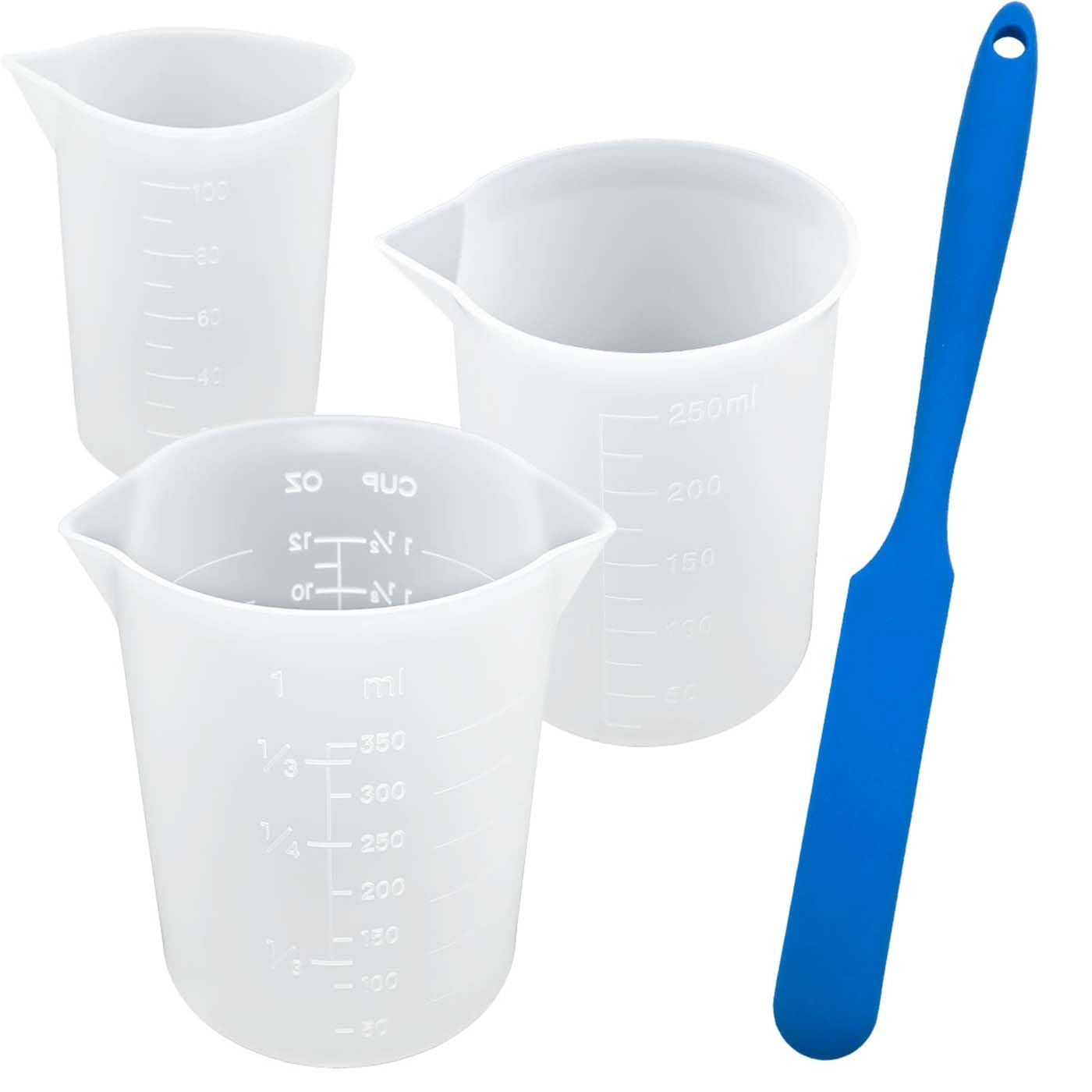 YuCool Silicone Measuring Cups for Melting Chocolate - 3PCS Silicone Measuring Cups with 100 & 250 & 350ml Capacity, Baking Supplies Accessories for DIY Chocolate Molds