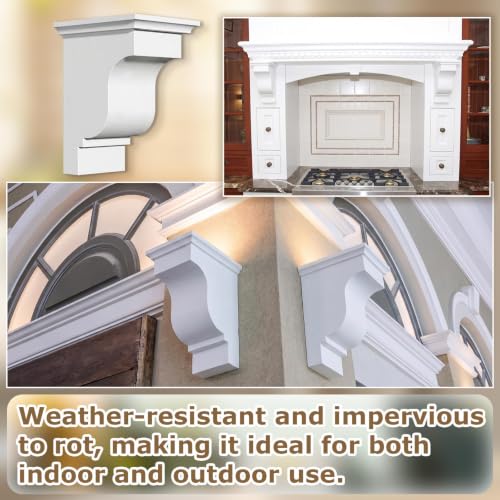 Image of Briwooody 2 Pcs Unfinished Paintable Corbels Bracket for Doorway Countertop Home Cabinet Bookshelves Furniture Support PU (3 1 /2 W X 5 D X 7 Inch H,Classical Style)