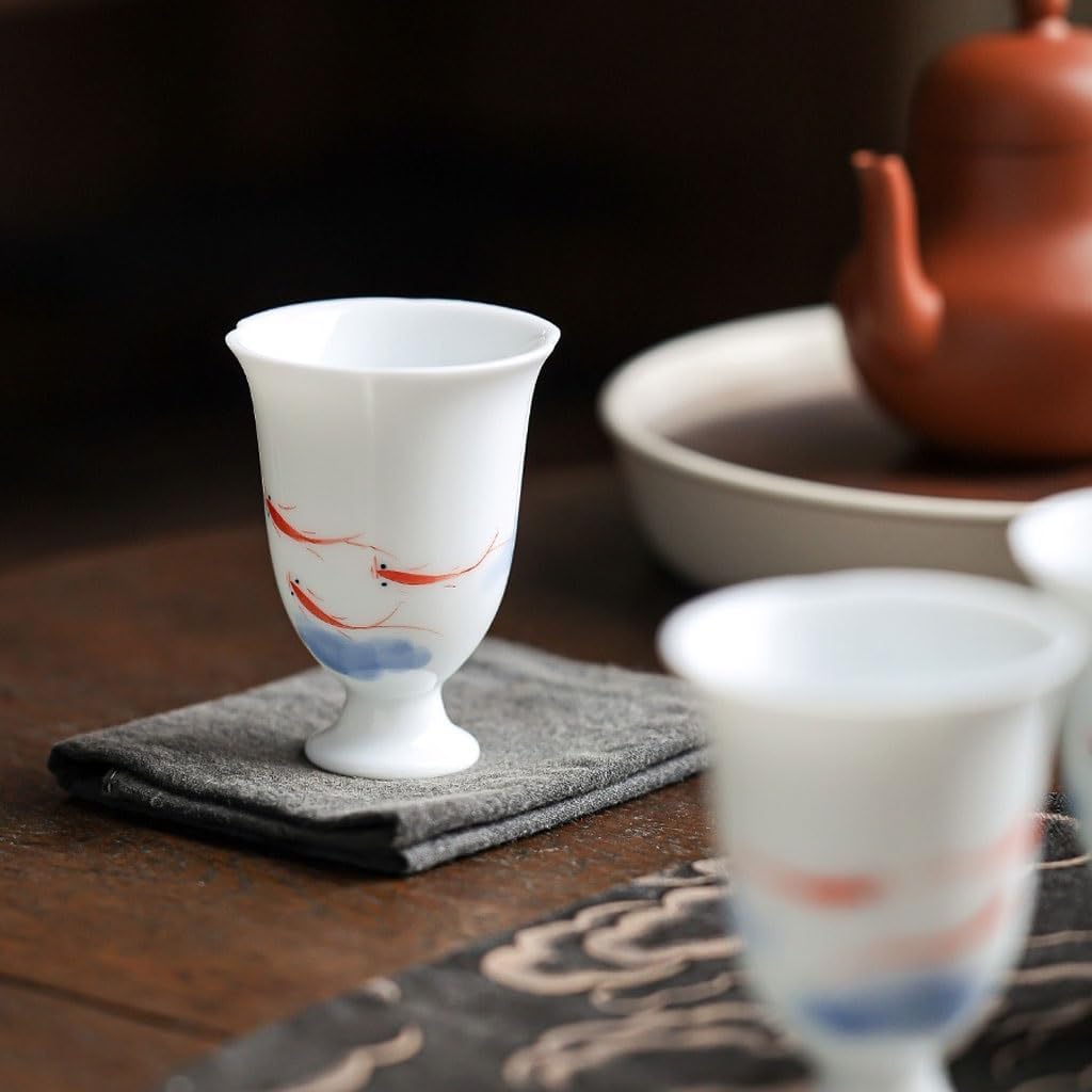 GSOUL Kungfu Tea cup Creative Hand-painted High-foot Teacup Kung Fu Tea Set Personal Host Cup Ceramic Small Tea Cups
