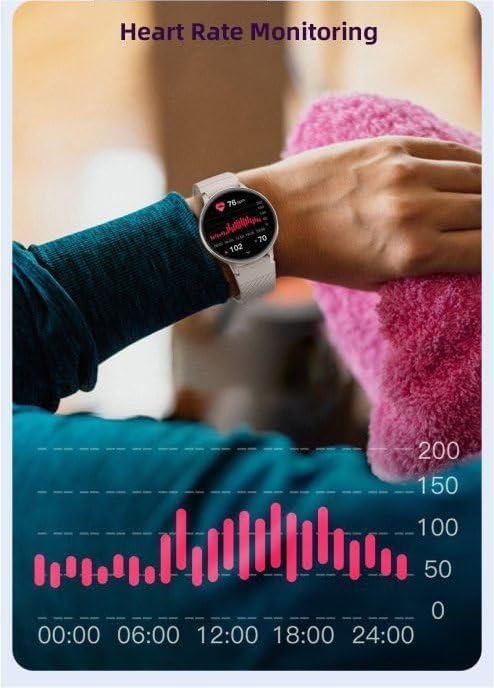 Miniatura 4 de ATGTGA - Reloj inteligente para mujer, monitor de actividad física de 1.39 pulgadas (respuestahacer llamadas, pantalla siempre encendida), monitor