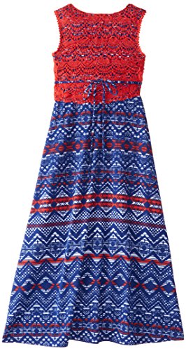 Speechless Girl's 7-16 Printed Maxi Dress with Crochet Trim2
