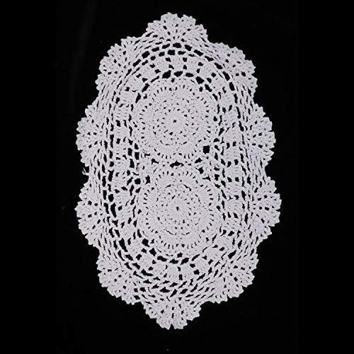 Handmade White Oval Crochet Cotton Lace Table Doilies Use as Placemats, Table Toppers or dressing up sofa 14X10Inch