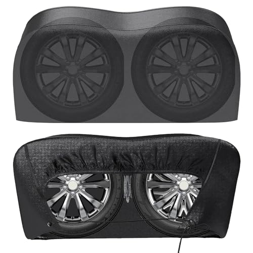 Image of UOIENRT Waterproof RV Tire Covers 2 Pack, Dual Axle Wheel Cover for 27 inch-30 inch Diameter Tires, Anti-UV Dual Tire Covers for Truck Trailer