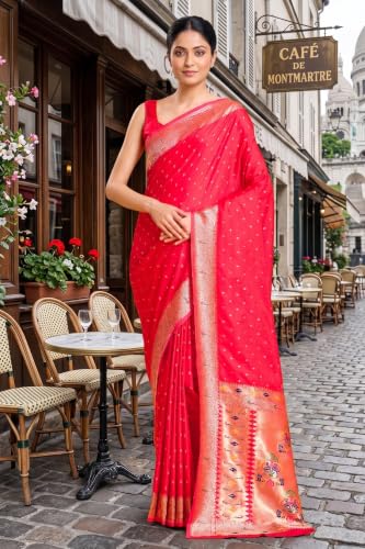 Monjolika Fashion red paithani silk saree – image 2