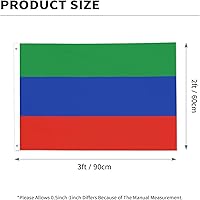 Vista 6 de Bandera de Daguestán banderas de 2 x 3 pies, bandera de doble cara impresa para decoración al aire libre con 2 ojales de latón resistentes a