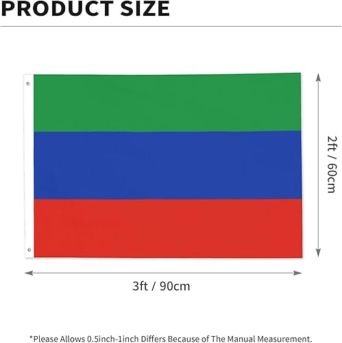 Miniatura 6 de Bandera de Daguestán banderas de 2 x 3 pies, bandera de doble cara impresa para decoración al aire libre con 2 ojales de latón resistentes a la