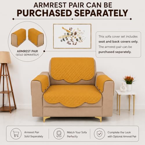 Image of Homerz Premium 'Surya Series' Sofa Cover | Stylish Sofa Protector | Net Fabric | Anti-Stain & Washable Slip Cover Exact Size Antislip (New Jerry Chikku, 1 Seater, Seat Cover with Backrest)