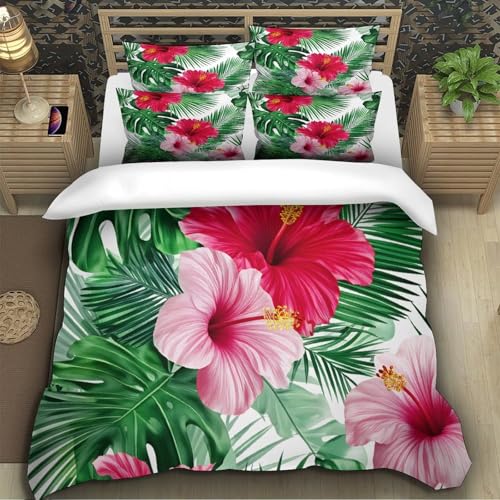 Housse de couette fleurs tropicales hypoallergénique en microfibre - 5