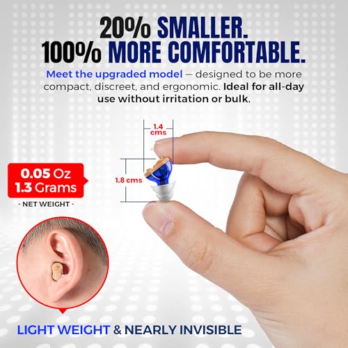Premium Digital Hearing Amplifiers For Seniors - Invisible In Canal (Cic) In-Ear Mini Sound Enhancer Set, Near-Invisible, Noise Cancelling, Personal Sound Hearing Amplifier - Pair - MZ-21 - 2