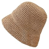 LIGHTWEIGHT WOMEN'S FOLDING STRAW BUCKET HAT : Single Top 56-58cm/22« -22.8 » Convient à la plupart des gens, ne prend pas de place, facile à porter, chapeau de soleil léger pour femmes protection UV, facile à porter et facile à enlever, léger et confortable à porter, pas facile de créer un poids sur la tête
