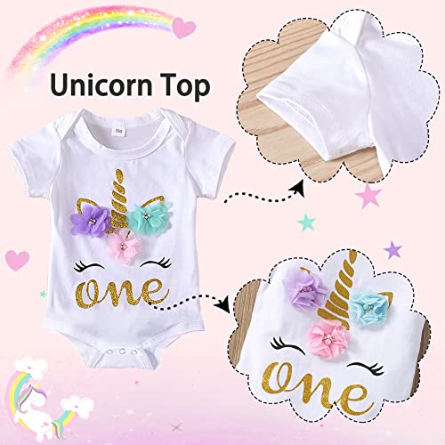 XIFAMNIY Baby Girl Half 1st 2nd Birthday Outfit Newborn 1 Year Unicorn Tutu Dress Headband Legging Socks…2