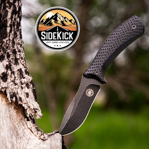 Off-Grid Knives SIDEKICK Compact Fixed Blade EDC Knife - Scout & Vertical Carry Kydex Sheath, Sandvik 14C28N Steel, Full Tang, G10 Grip - Perfect for Everyday Carry, Camping, Hiking, Fishing, Hunting & Boating (Blackout) - Image 4