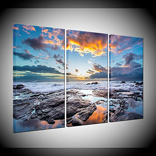 Peinture triptyque de mer sur toile premium pour design d'intérieur