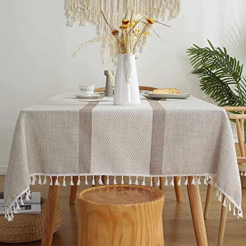 Pahajim Nappe Rectangulaire Anti Tache Lin Coton Nappe Tissu Lavable Table Cloth Imperméable pour Cuisine Exterieur Décoration de Table(Marron, 140x300cm)