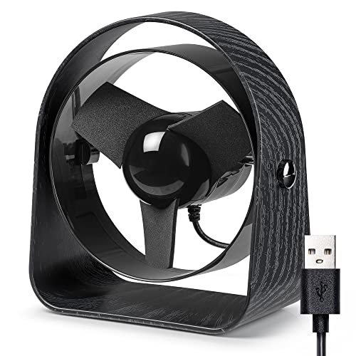 Merkury Innovations Windmill Personal Desktop Or Table Top Fan, Usb Powered, Mini Soft-Bladed Fan, Three Speeds, Quiet Operation Design Safe For Kids, Black #TOP8