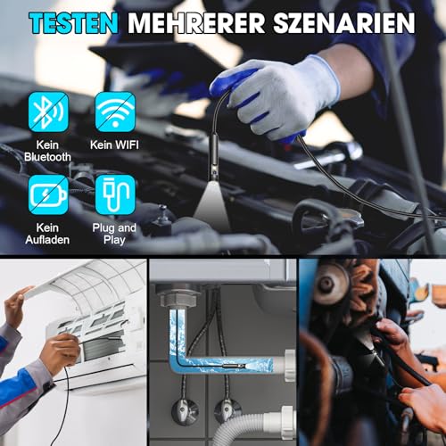 OneAmg Endoskopkamera mit Licht,1920P HD Doppellinse Endoskopkamera Handy mit 8 +1 LED Wasserdichtes IP67 Inspektionskamera Kein WLAN Erforderlich Endoskop Kamera für Android & iOS (16.4 ft/5m)