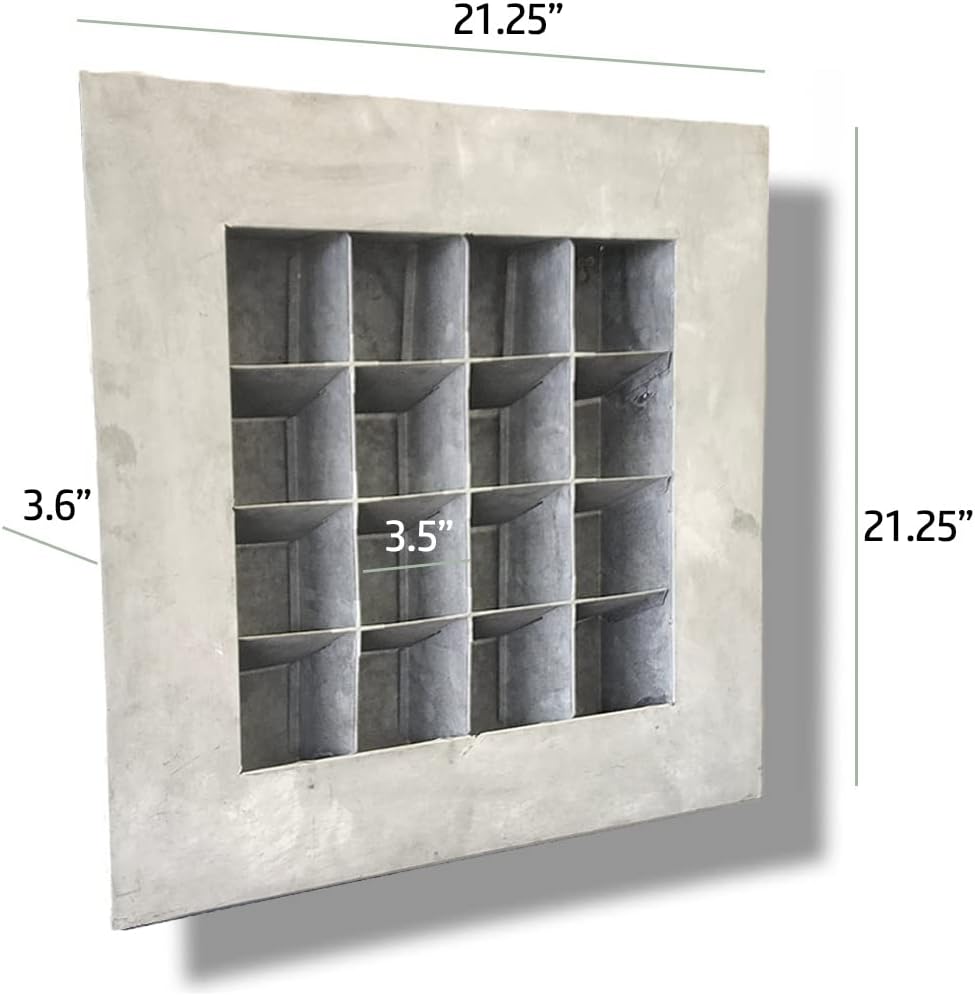 Modern Home Living Wall Galvanized Steel/Zinc Succulent Planter, Wall Mounted Garden Pocket Planter (16 Pocket, Aged Zinc)