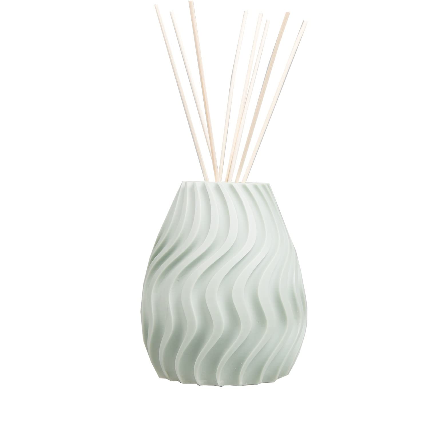 MANULENA Ambientador Mikado De Diseño Geométrico Wave. Aroma White Musk. Color Verde. Difusor De Varillas con Palitos De Rattan Natural. 100 ml