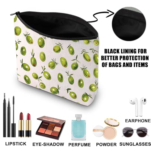G2TUP Olives Makeup Bag Olives Lover Gifts Olive Leaf Gifts Olive Branch Zipper Bag Oliver Themed Gifts (GreenOlives)3