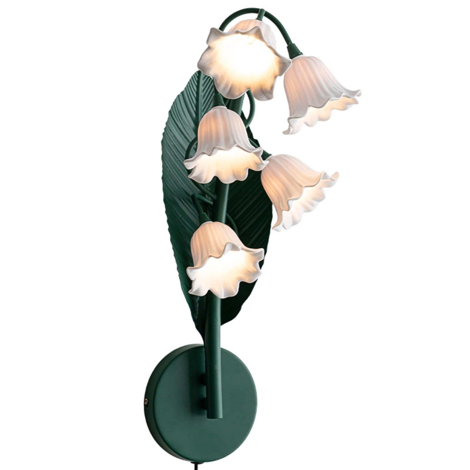 Gralara Aplique de Pared Lámpara de Pared Luz de Pared Lámpara Decorativa Estructura Fijación Mural USB de Fácil Colocación Luz, Transparente, Campanilla De Cristal Transparente