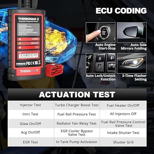 Image of CAR TECH Thinkdiag2 OBD2 Diagnostic Scanner for iOS & Android, Intelligent Scan Tool with CAN-FD Protocol, 15+ Reset Functions, ECU Coding with 1 Year Update (with 1 Year Thinkdiag+ Software)