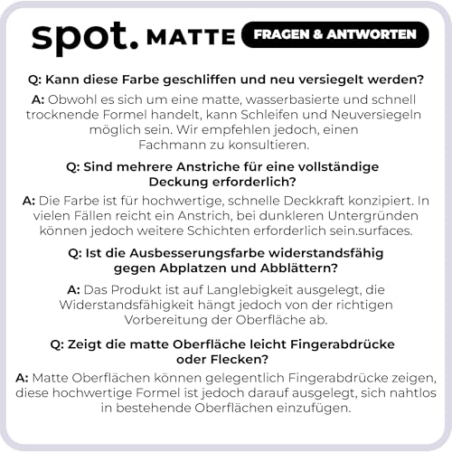 spot. Ausbesserungsfarbe, mattes Finish, für Schränke, Wände, Fenster, Türen und Möbel, 3-Farben-Set passend zu 90% der Oberflächen, Weiß, 3 Stück
