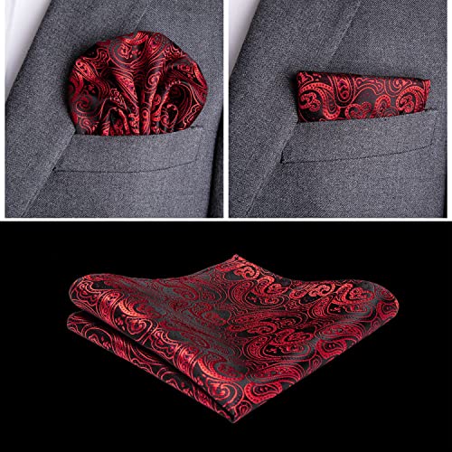 Image of DiBanGu Mens Paisley Vest Silk Sleeveless Suit Vest and Neck Tie Pocket Square Cufflinks Set for Wedding Formal