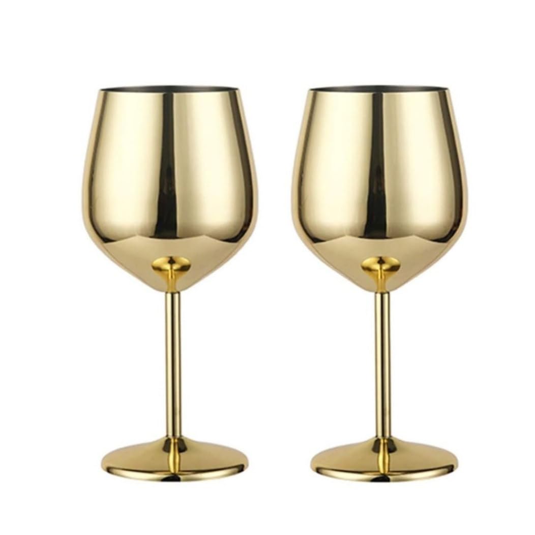 Verres à vin dorés en acier inoxydable de 500 ml pour des tables élégantes