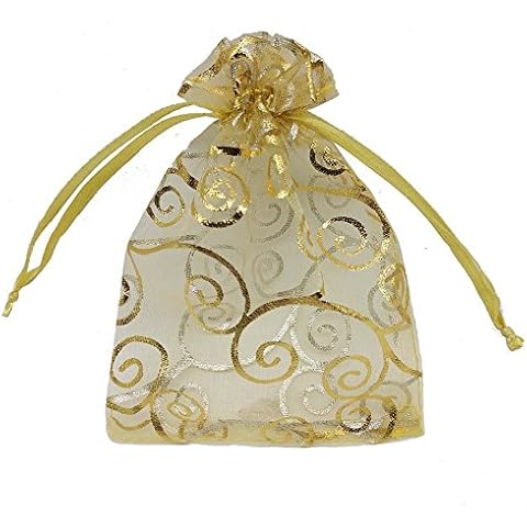 Organza Drawstring Pouches 4x6 Inches 100Pcs for Jewelry Gift Candy Party Wedding Favor Bags(Champagne Gold, 4x6inch) Cover